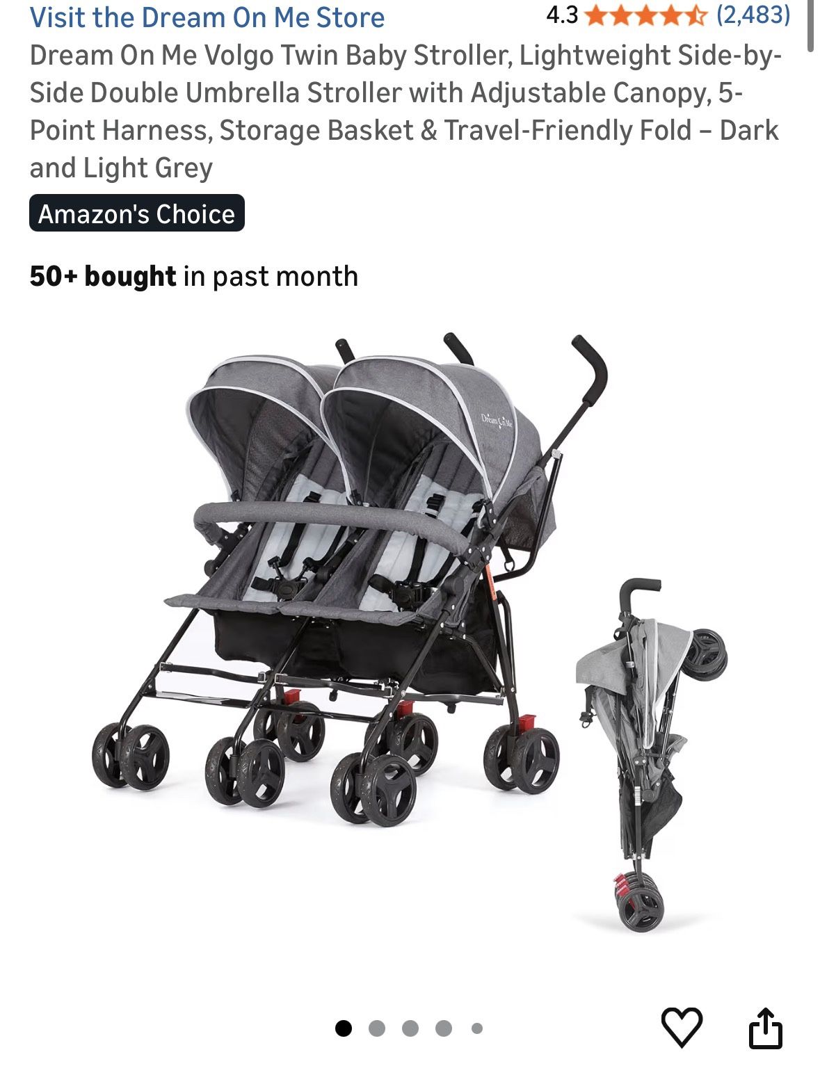 Dream On Me Double Baby Stroller