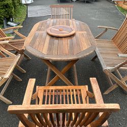 Teak Wood Outdoor Dinning Table With Chairs GREAT CONDITION 