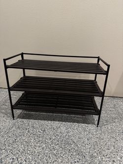 3-Tier Black Metal Shoe Rack
