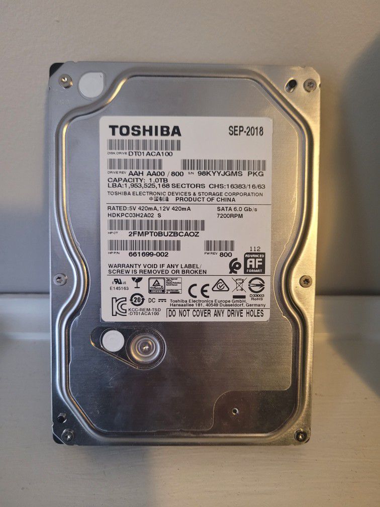 Toshiba Hard Drive 1TB