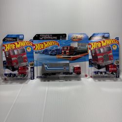 Hot Wheels Transformers Track Fleet Optimus Prime &2 Screen Time Optimus Prime