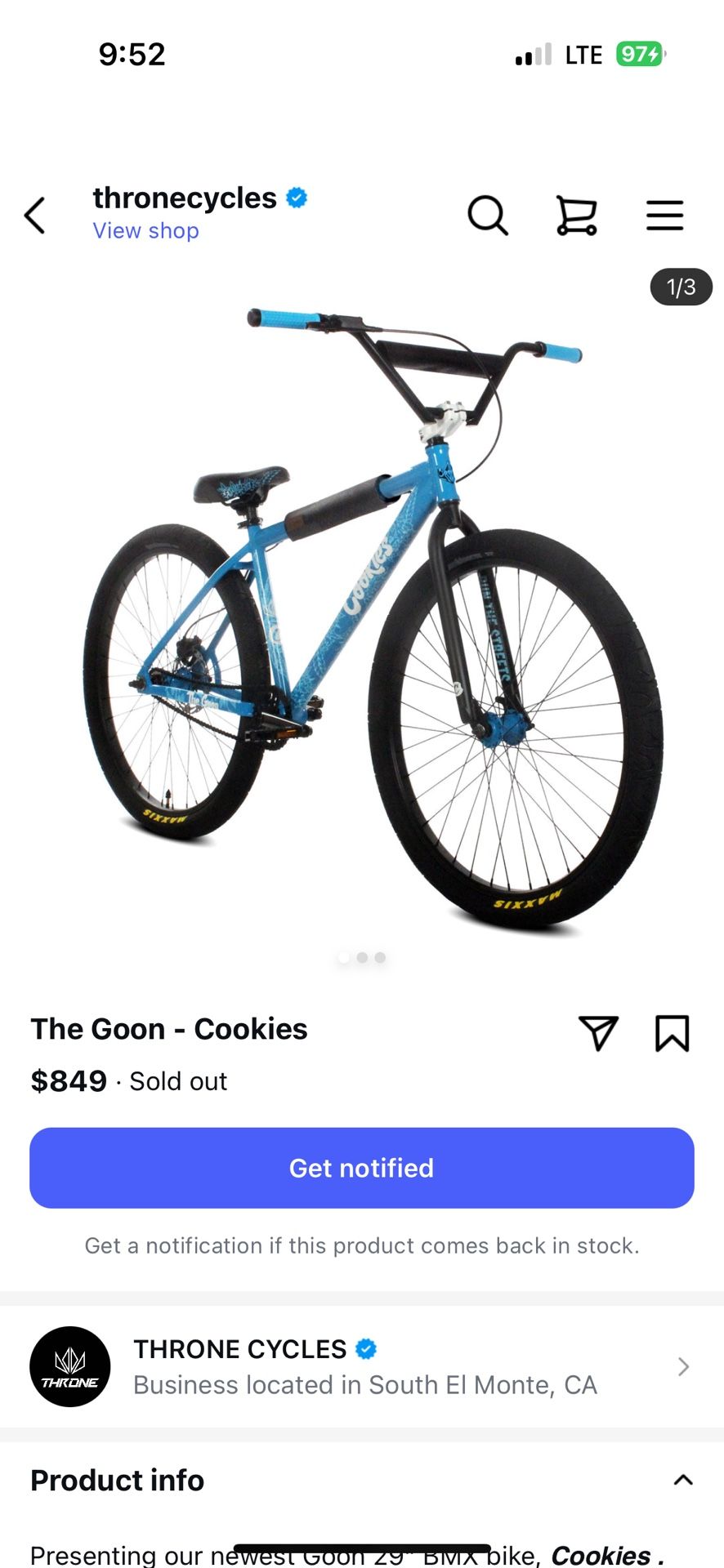 Throne The Goon 29” BMX Single Speed Bike