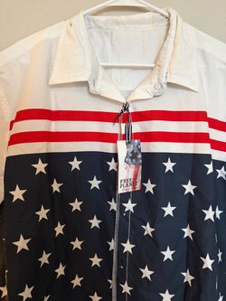 Free Planet Stars & Stripes Button-Up Shirt size XL
