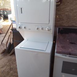 STACK UNIT WASHER DRYER ELECTRIC ⚡ 220 VOLT WHITE ON WHITE KENMORE BIGGER TUBES BLANKETS PILLOWS ANYTHING LOTS OF CLOTHES WASHING WITH 6 MONTHS WARRAN