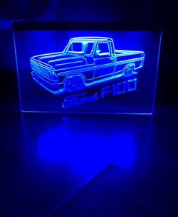 FORD F100 LOW TRUCK LED NEON BLUE LIGHT SIGN 8x12