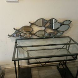 Metal Desk With Glass Top And Mirror 