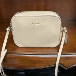 Coach Mini Pebble Leather Chalk Camera Bag Crossbody Handbag – Timeless Elegance Meets Everyday Adventure!