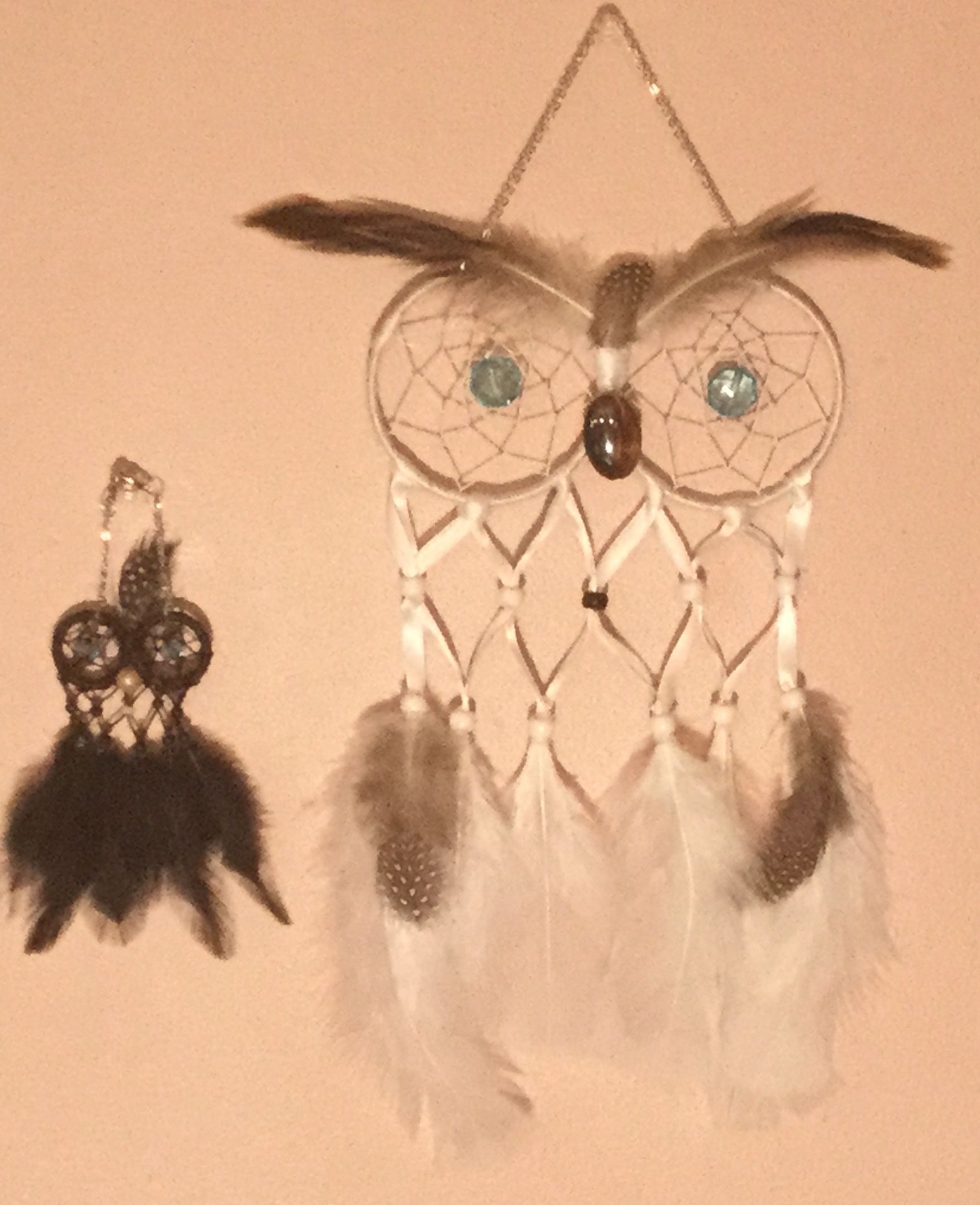 Handmade Mama and Baby Owl dreamcatchers