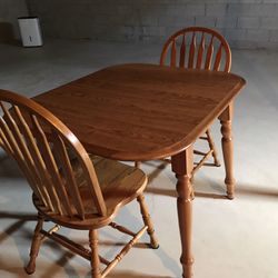 Oak drop leaf Table And 2 Chairs  (Kitchen Or Dining Area)