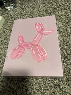 Pink dog, balloon wall art
