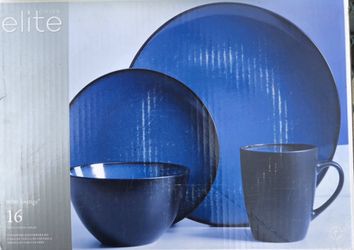 Gibson Elite 16-Pc Round Dinnerware Set - Cobalt Blue - new in box