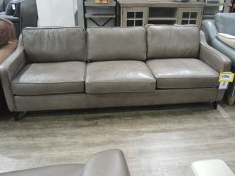 Rutherford Home Bari Grey Leather Track-Arm Sofa