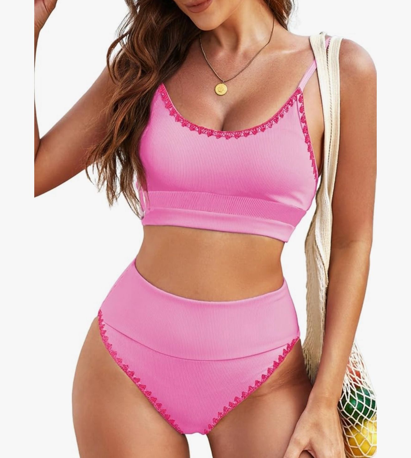 Herseas Womem 2 Piece High Waisted Bestselling Bikini Set Color Block Swimsuit 2025 Summer Beach Swim 🩱