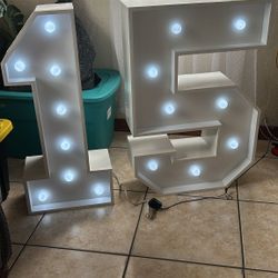 Wooded Light 💡 15 Or Any Number Sign. 