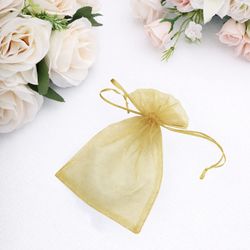 96 Gold Organza Candy Bags