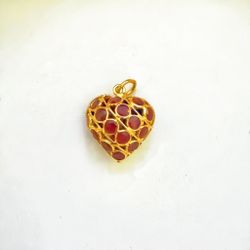 18k Gold sapphire and pink sapphire heart-shaped pendant