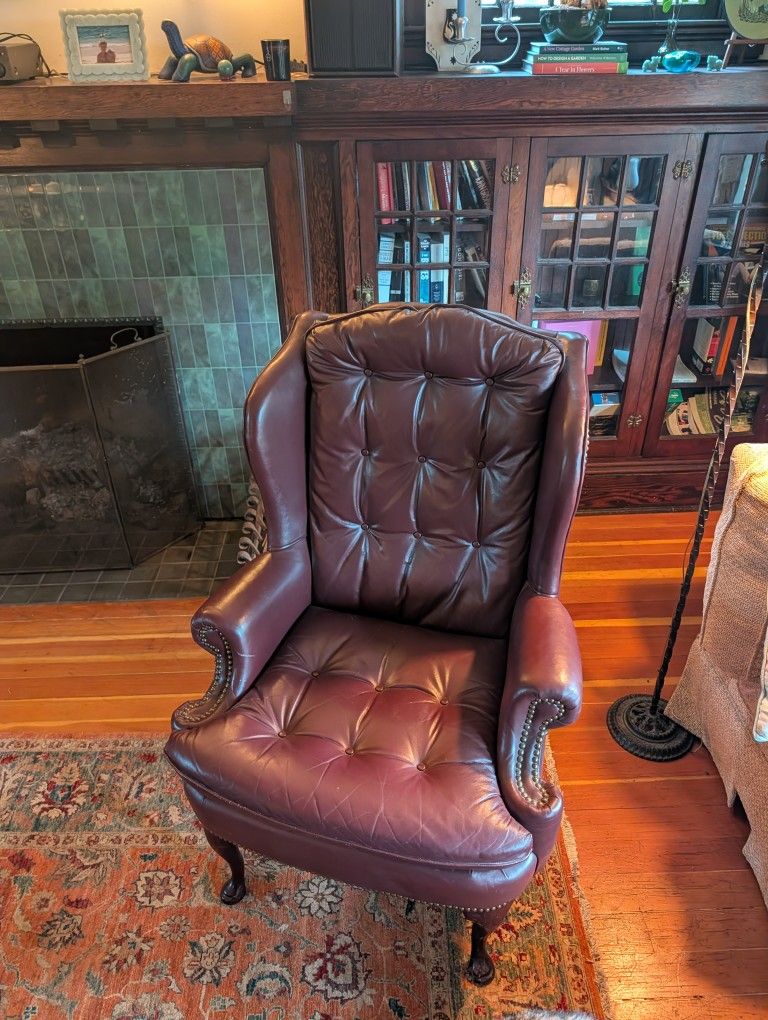 Reading Chair, Leather Wingback
