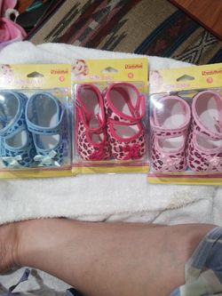 Infant Baby Shoes - 3 Pair If Size 13~U.S. Size 4~ Soft Bottoms