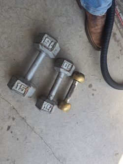 5 10 15 Cast Iron Hex Dumbbell