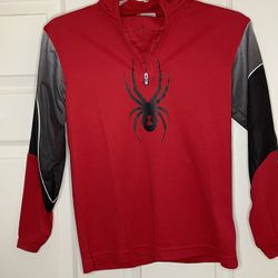 Vintage Spyder 1/4 Zip Baselayer Top Shirt Red/Black Womens Size Small.