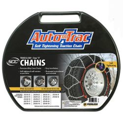 Peerless Chain 0232410 AutoTrac Tire Chains, 1 Pair, Self-Tightening for Winter Safety