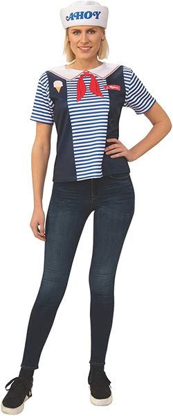 Rubie's Women's Stranger Things 3 Robin's Scoops Ahoy Uniform Costume Top