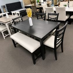 6 piece solid wood dining table set