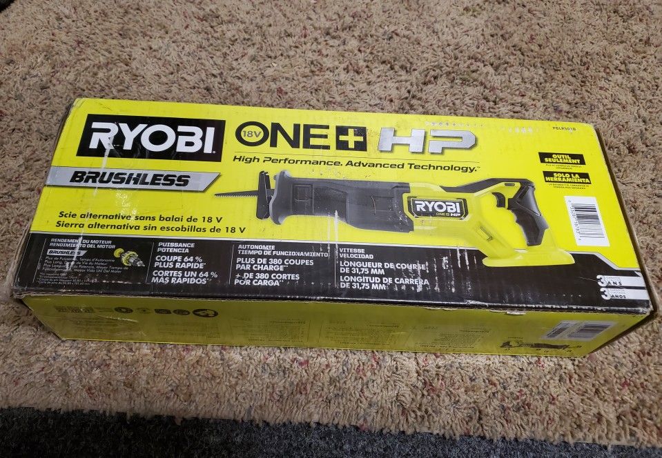 NEW RYOBI PBLRS01B 18V ONE+ BRUSHLESS CORDLESS HP RECIPROCATING SAW - TOOL ONLY