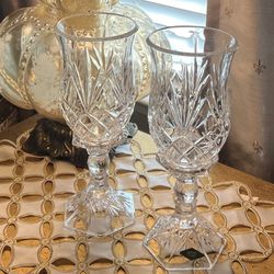 Vintage Pair Of Shannon Crystal Candle Holders