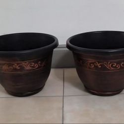 PAIR of 13" (Diameter) Copper Resin Planters (2 for $30) @ Lasting Creations