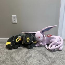 Pokémon UMBREON & ESPEON Sleeping Plush Jazwares 2026 18" NWTs NEW