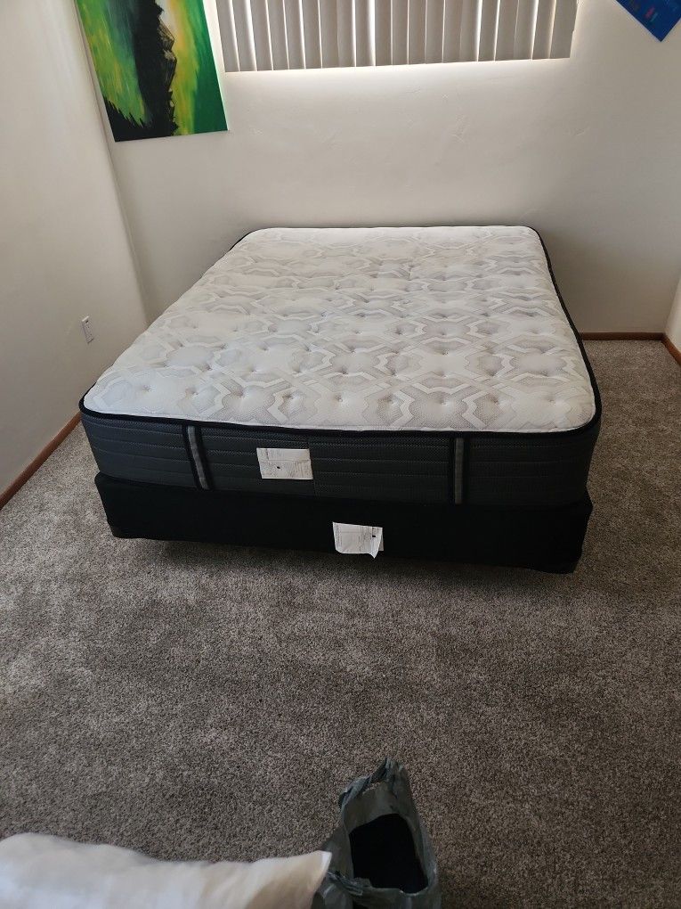 Mattress, Box Spring, And Bed Frame - Good Condition