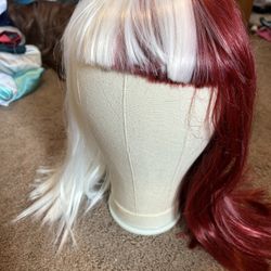 Burgundy & White Wig