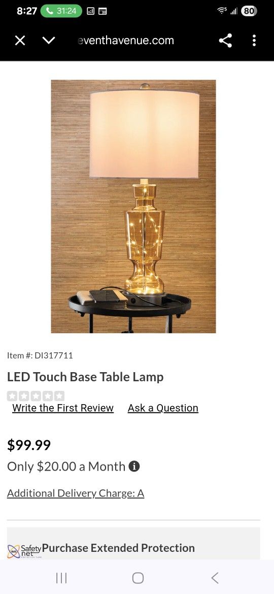 Led Glass Touch Base Lamp