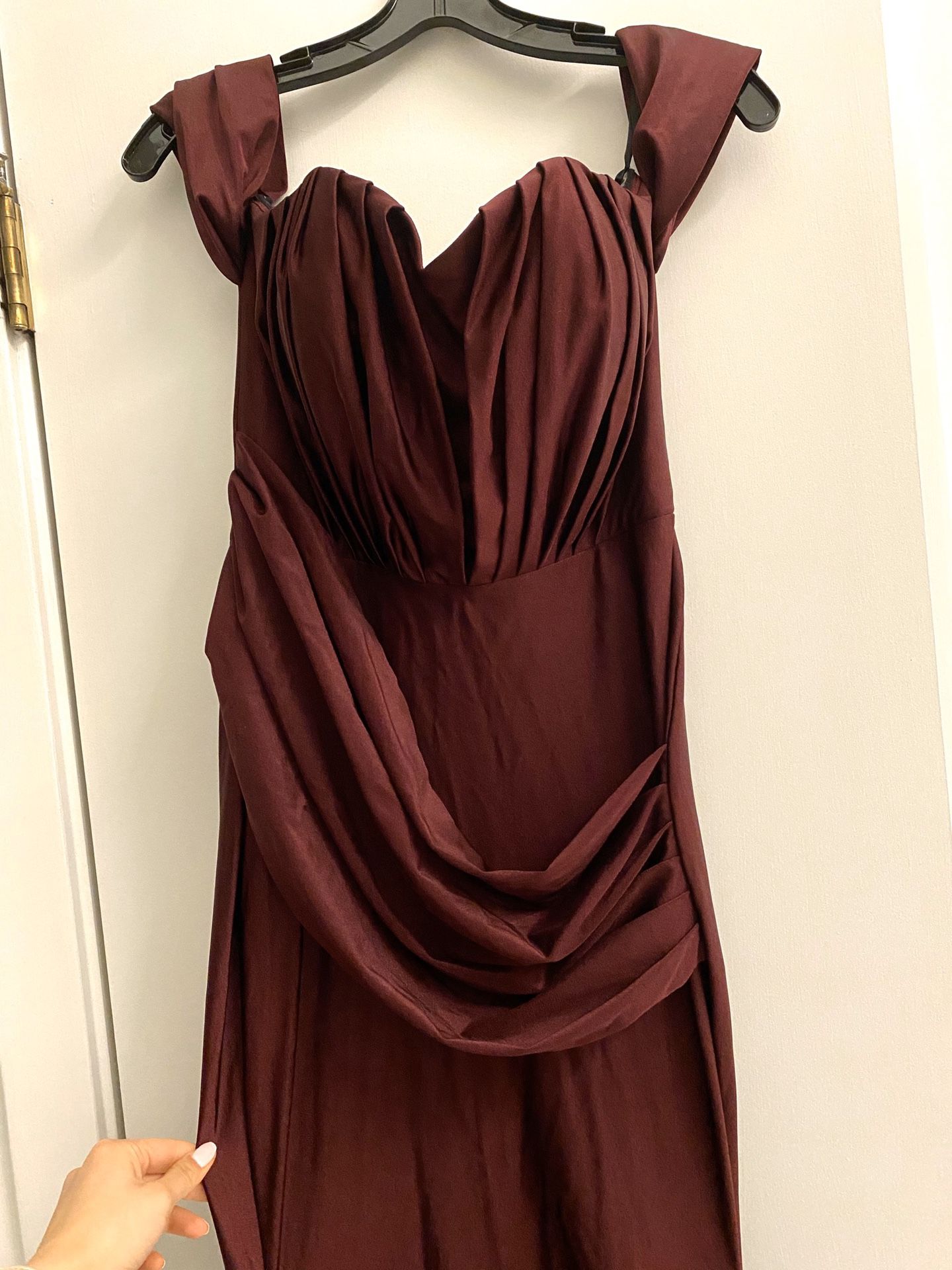 Jessica Angel Prom Formal Fitted Mermaid Long Satin/Jersey Maroon gown sz M