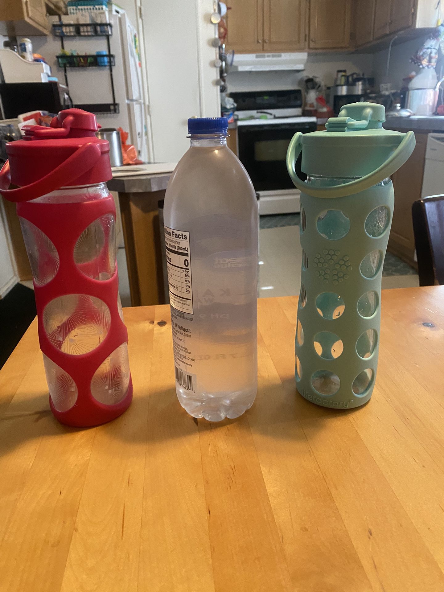 $30— (absolutely firm on price) For 2 as a set—16 ounce glass water bottles with silicone sleeves. Bought online and has been Washed and sterilized in