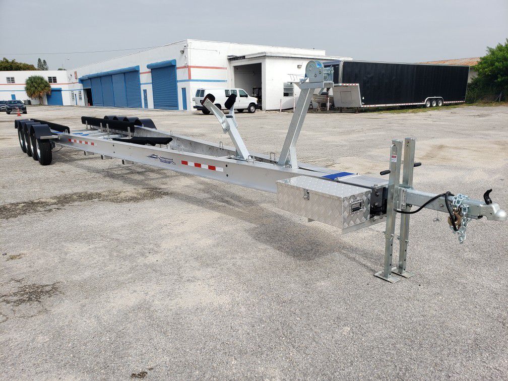 2021 Boat Trailer 40 Ft 28000 LBS ALL Aluminum And Stainless Steel, LED Light Water Proof, Electric  Brakes, 4 Axell ,tires 16' Feel Free To Contact.
