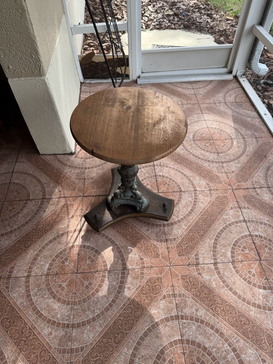 Walnut Round Side Table or Pedestal Table