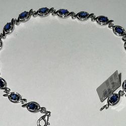 14WG Ladies Sapphire Diamond Tennis Bracelet