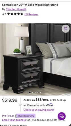 Roundhill Furniture Renova Vintage Black 2-Drawer Nightstand