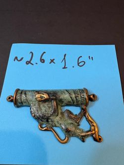 Bronze Lion of Judah Mezuzah Case Patina Doorpost Plaque 2.6" Israel Vintage