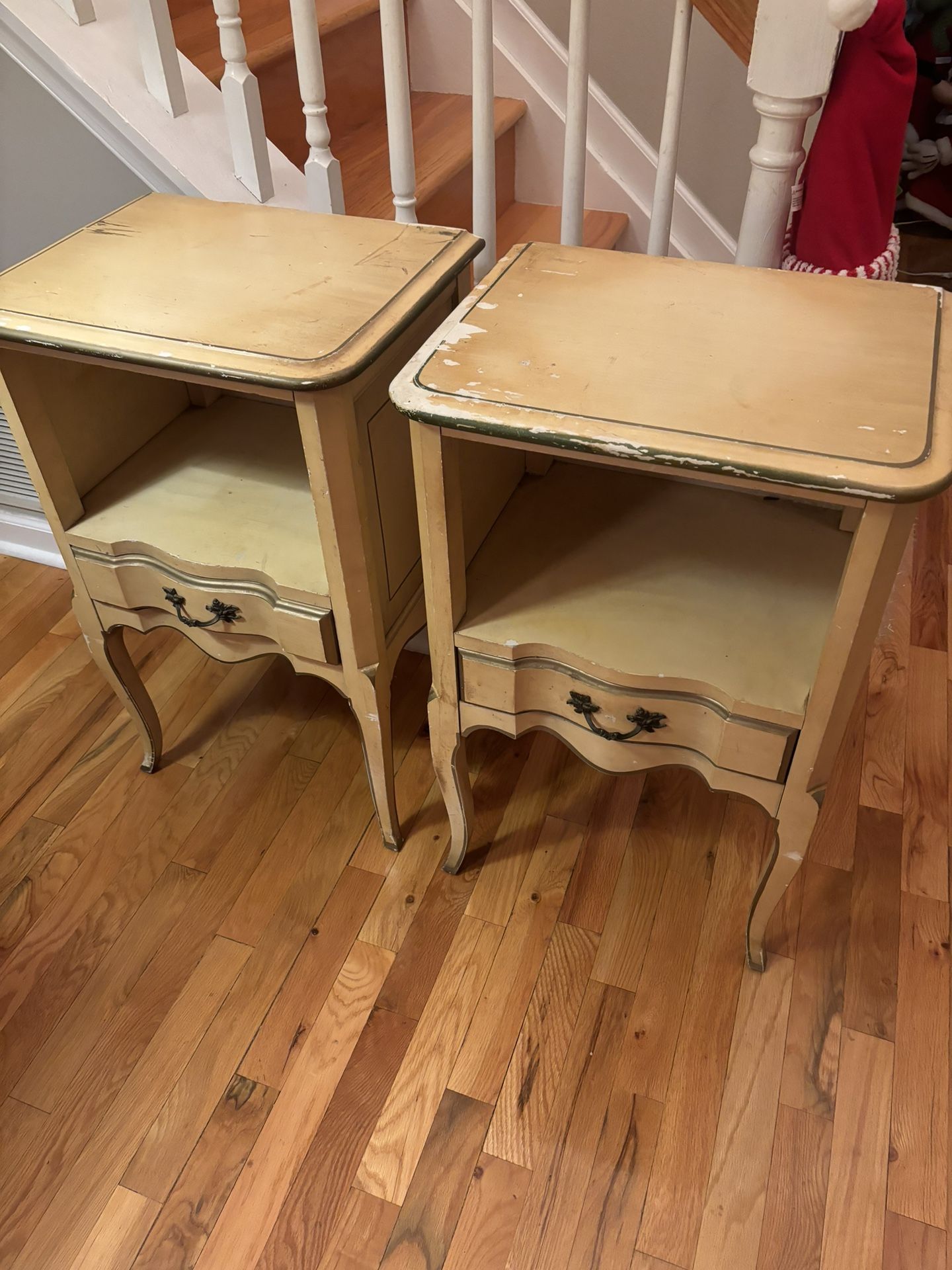 Pair French Provincial Nite Stands Or End Tables W Chair