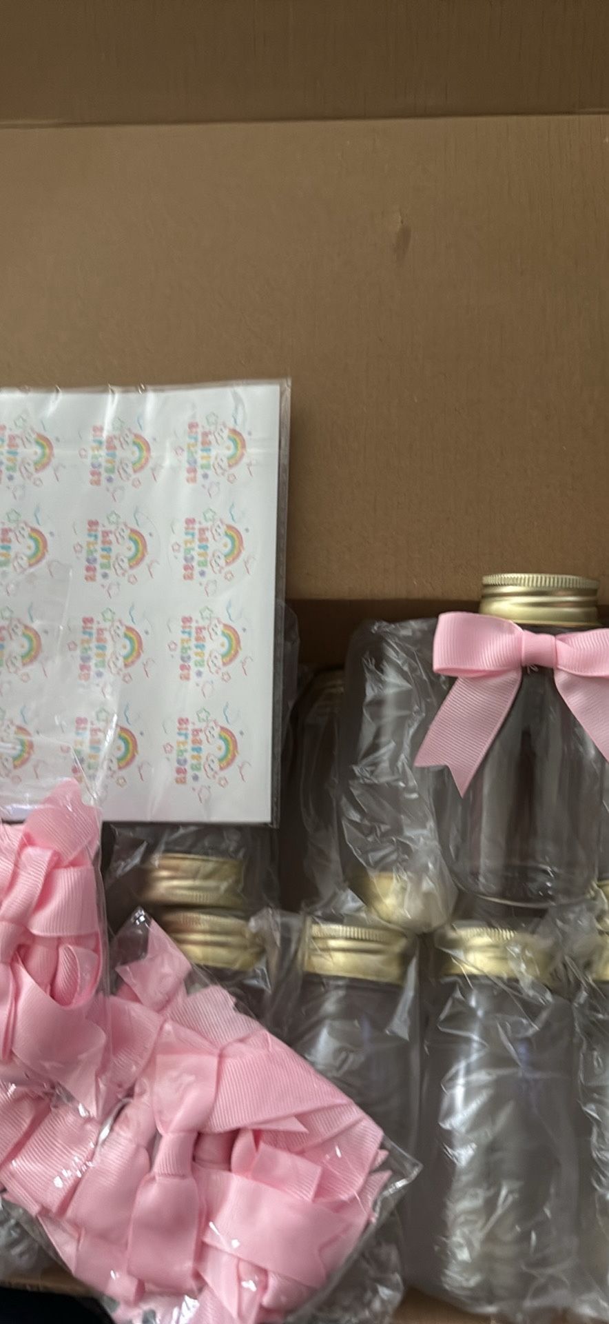 s Bottles with Ribbons and Stickers - Classy Baby Shower Favors for Guests and Table Centerpieces - Gender Reveal Girl Decorations - Baby Show