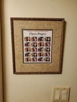 Framed Vintage - Opera Singer Stamps - In Frame.