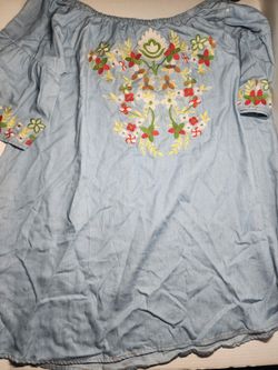 Umgee Blue Off the Shoulder Boho dress