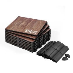 VEVOR Dance Floor Tiles, 12.4 x 12.4 in 9 Piece Interlocking Dance Flooring, Portable Dance Practice Floor with Cushioned Base (Oak Wood Grain, 9 sq.