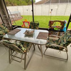 Patio Furniture Glass Table and Chair Set