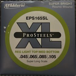 D'Addario EPS165 XL Pro Steels Bass Guitar Strings - .045-.105 Red Light Top/Medium Bottom Long Scale 4-string