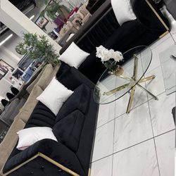 Black & Gold Sofa Set 🖤💥