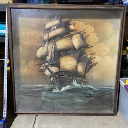 Vintage 3D Ship Picture Shadow Box 